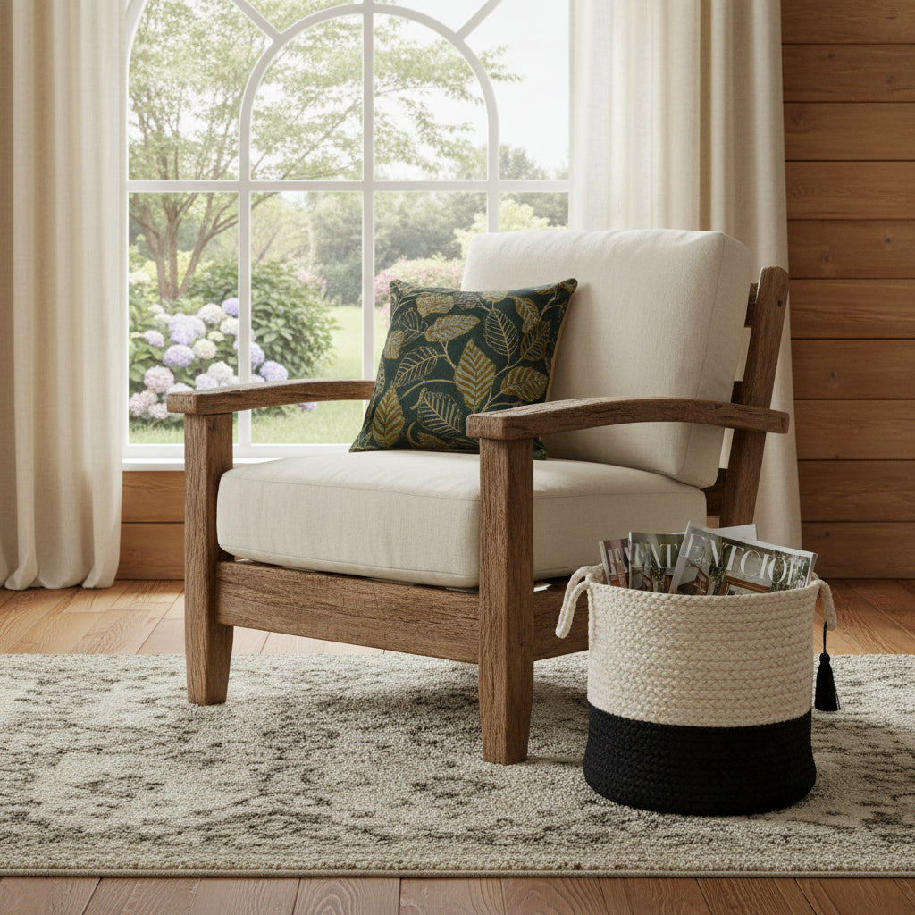 17" White Jute Basket