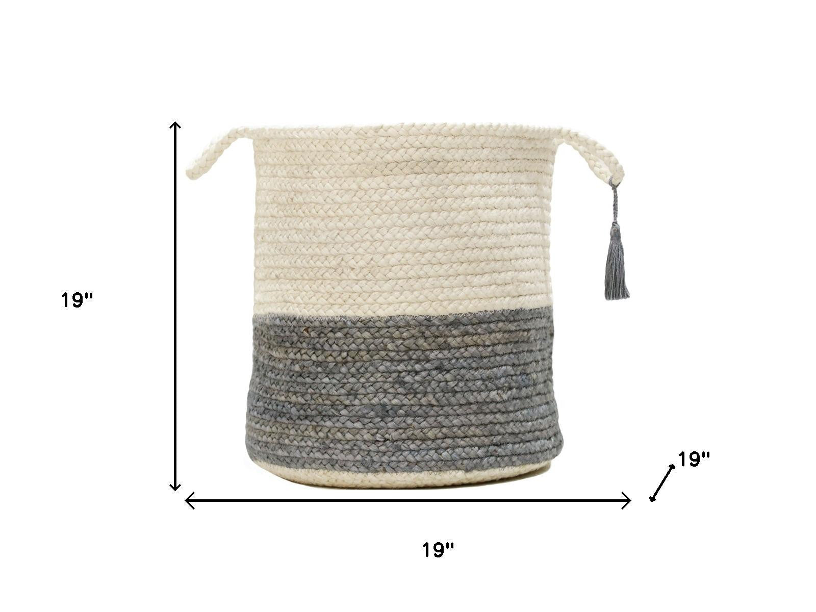 19" White Jute Basket
