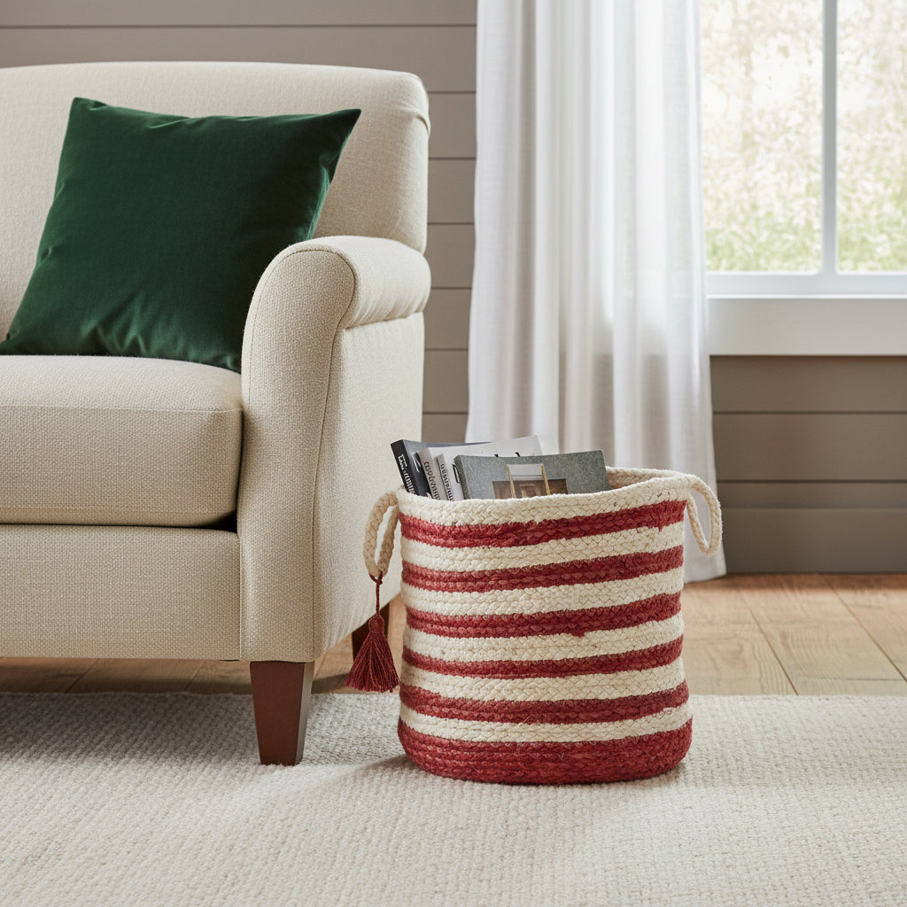 17" Ivory Jute Basket