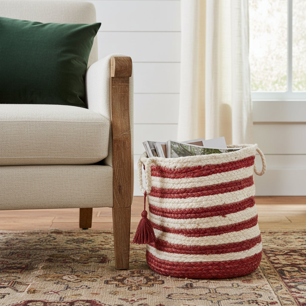 19" Ivory Jute Basket