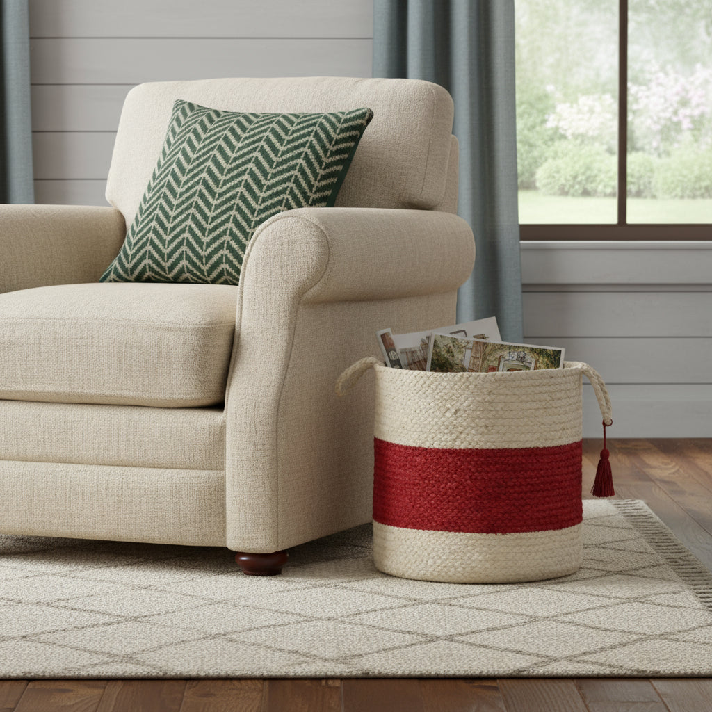 19" Ivory Jute Basket