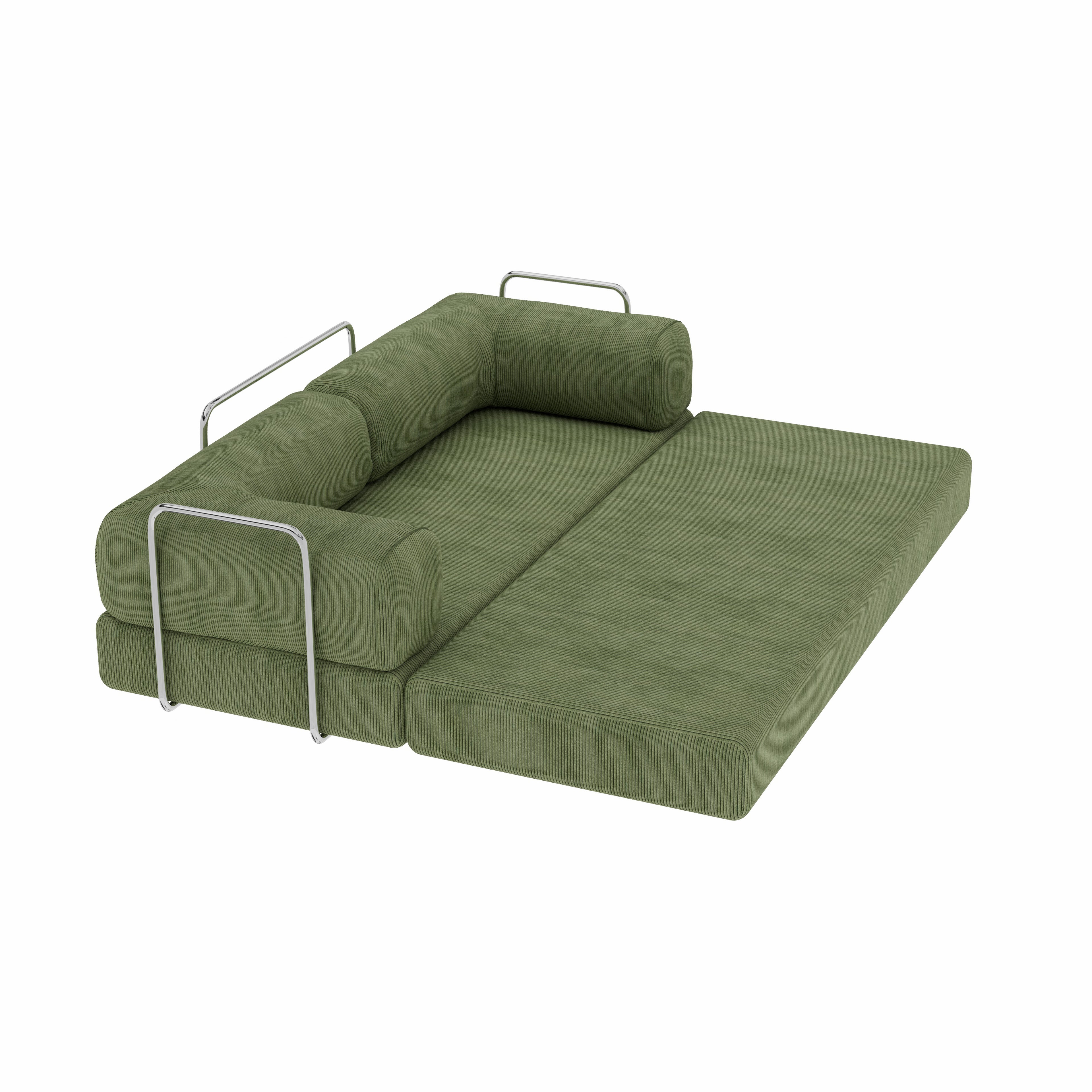 82" Green Corduroy Convertible Futon Sleeper Sofa