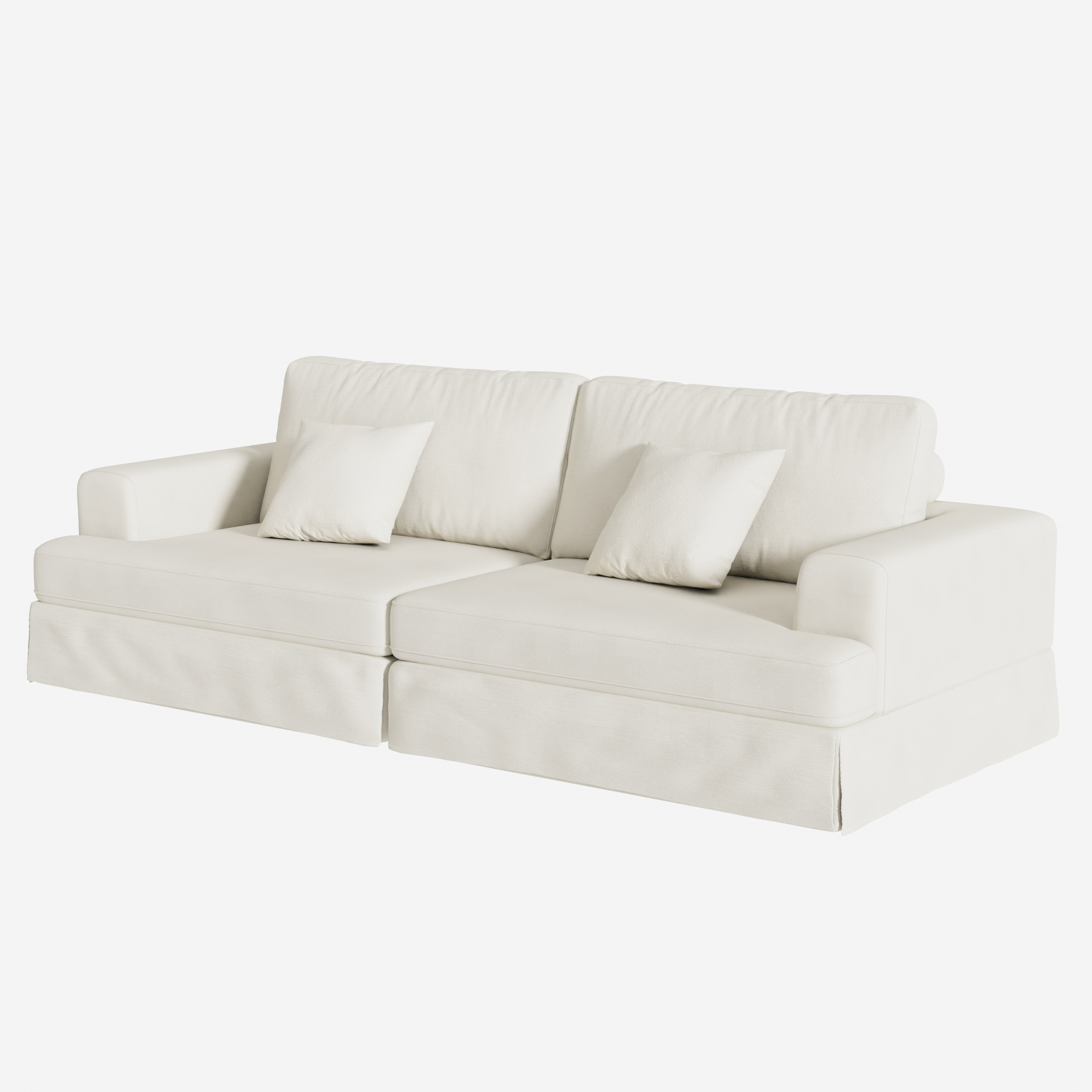 94" White Chenille Modular Stainless Steel Sleeper Sofa With Toss Pillows