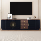 VIBE HAUS 70.8 Modern Minimalist TV Stand For TVs Up To 80 Inches, Entertainment Center With 3 Drawers And 1 Shelf, Metal Handles And 2 Cabinets For Living Room