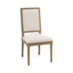 Set of Two Beige and Walnut Upholstered Linen And Solid Wood Dining Side Chairs