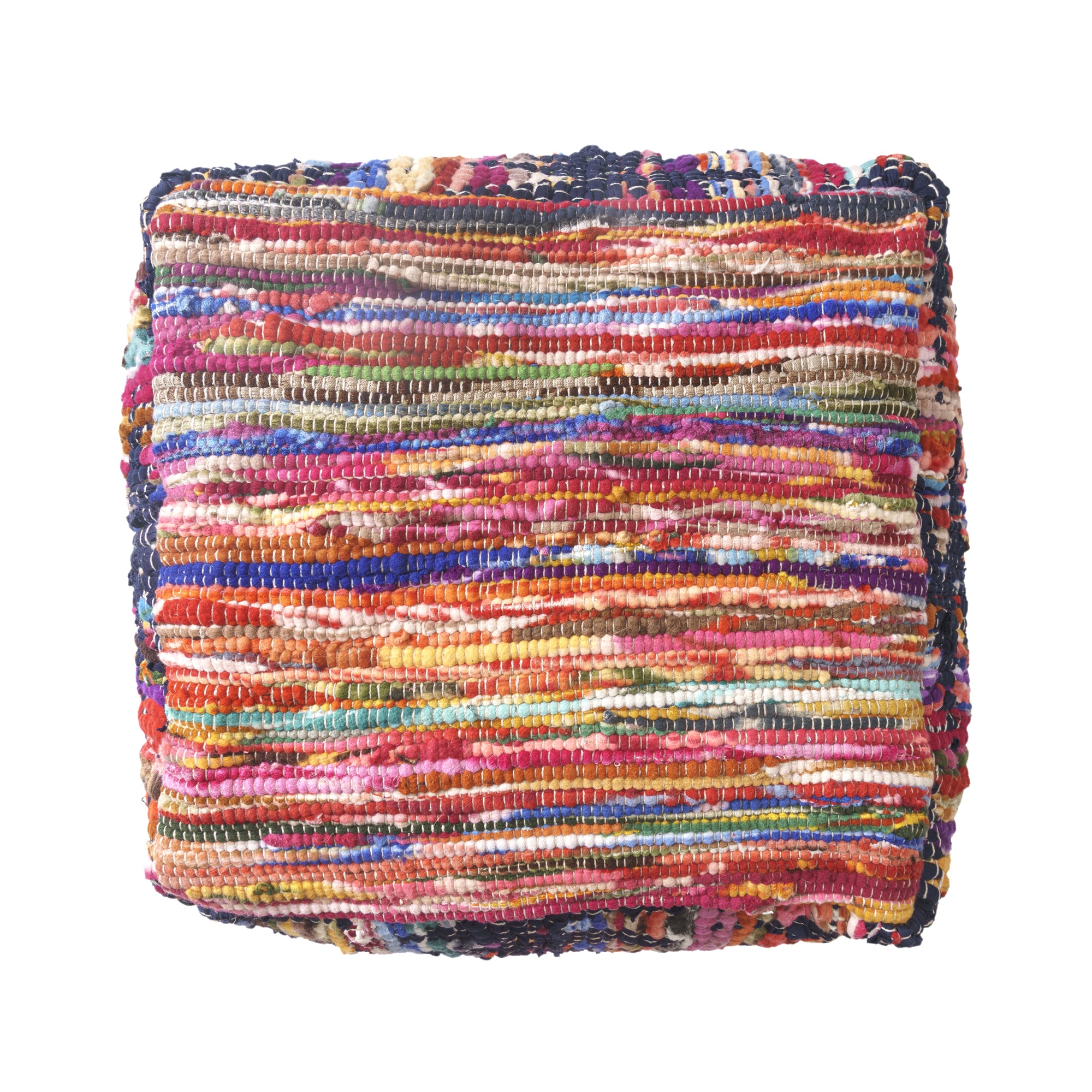 18" Blue Upholstery Cube Pouf Ottoman