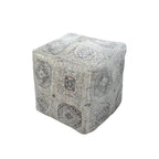 18" Gray Upholstery Medallion Pouf Ottoman
