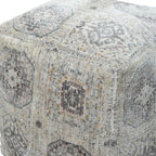 18" Gray Upholstery Medallion Pouf Ottoman
