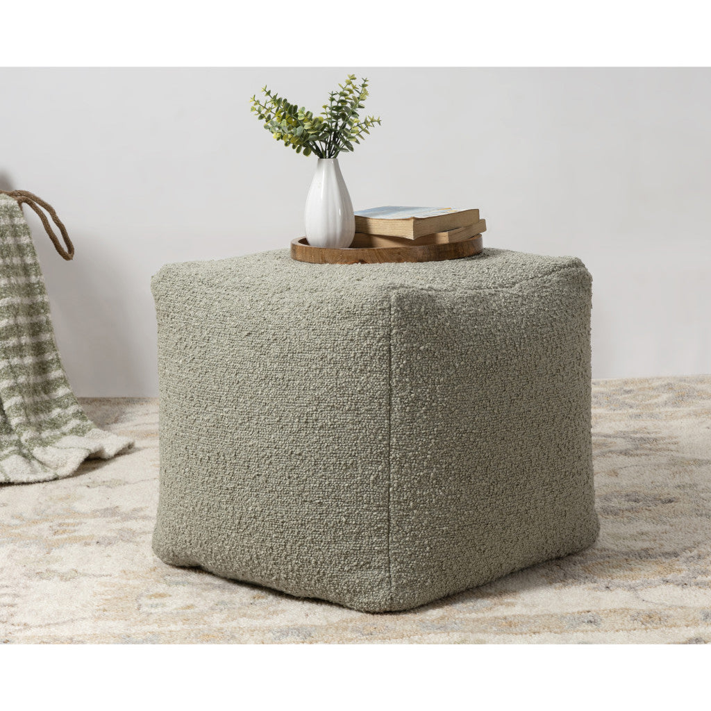 18" Sage Boucle Pouf Ottoman