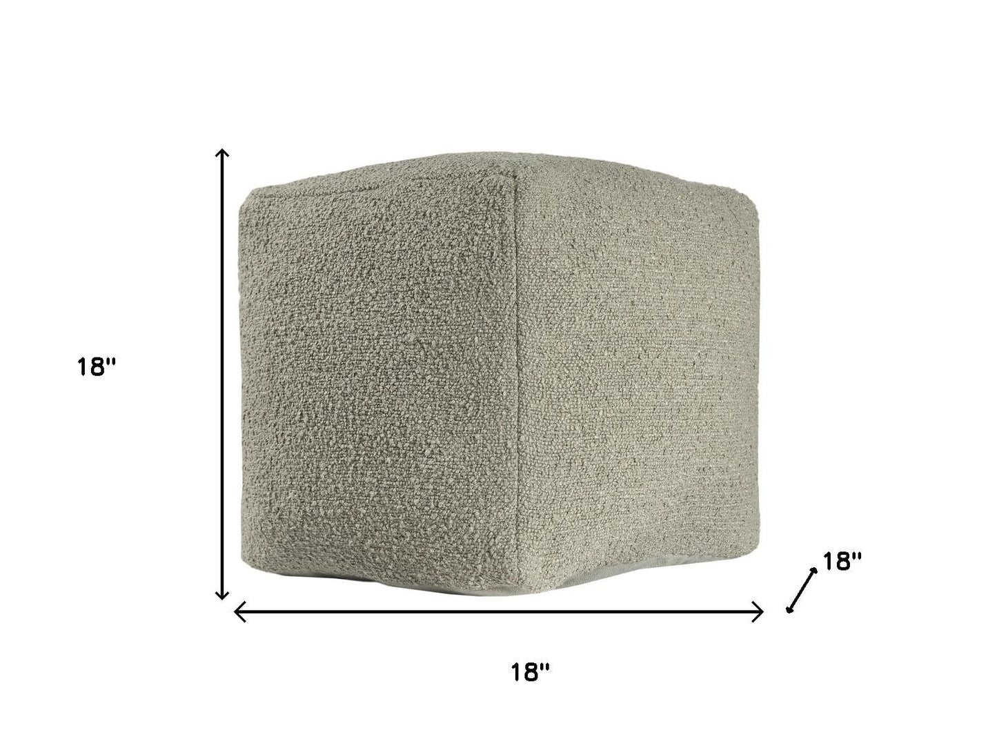 18" Sage Boucle Pouf Ottoman