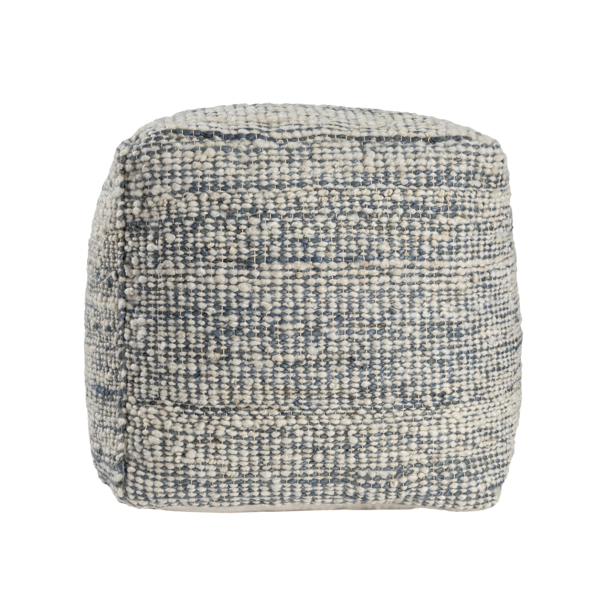 18" Ivory Upholstery Striped Pouf Ottoman