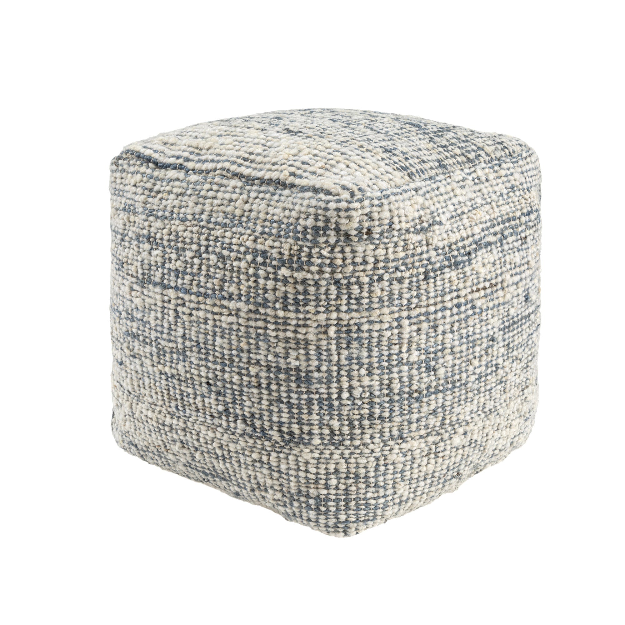 18" Ivory Upholstery Striped Pouf Ottoman