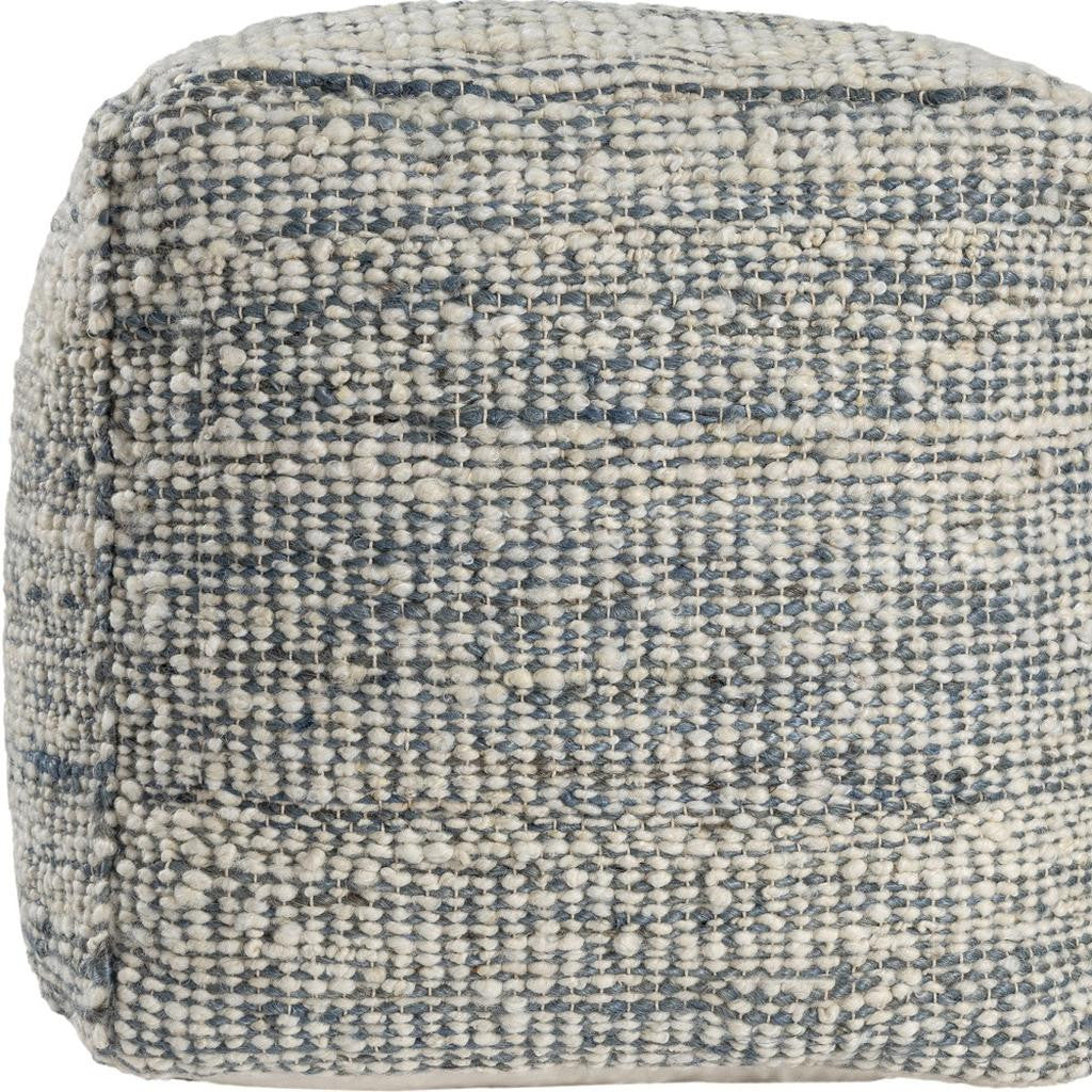 18" Ivory Upholstery Striped Pouf Ottoman