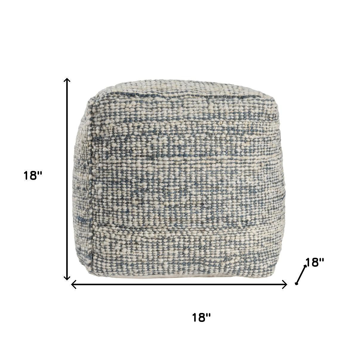 18" Ivory Upholstery Striped Pouf Ottoman