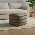 18" Brown Cotton Striped Pouf Ottoman