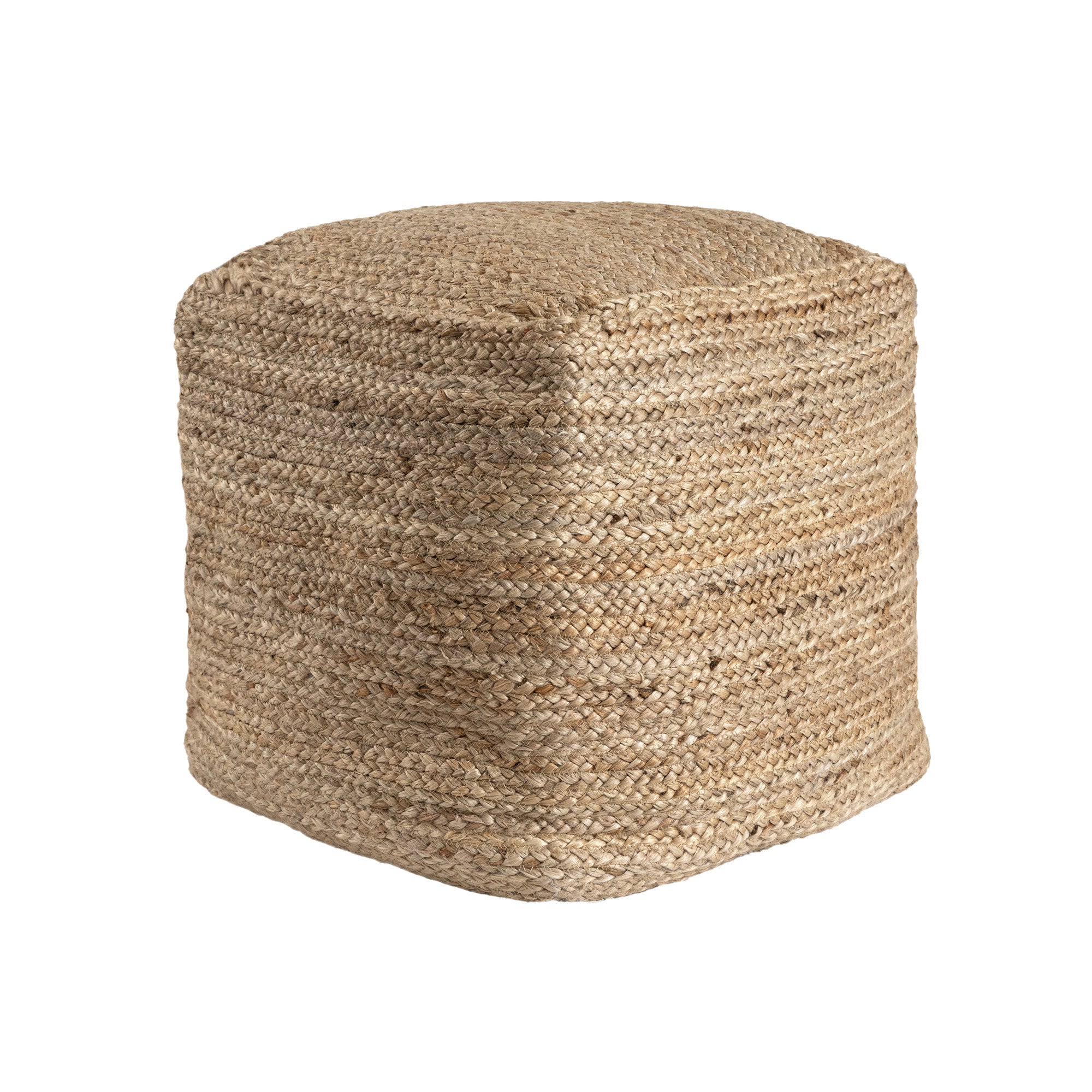 18" Beige Upholstery Pouf Ottoman