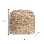 18" Beige Upholstery Pouf Ottoman