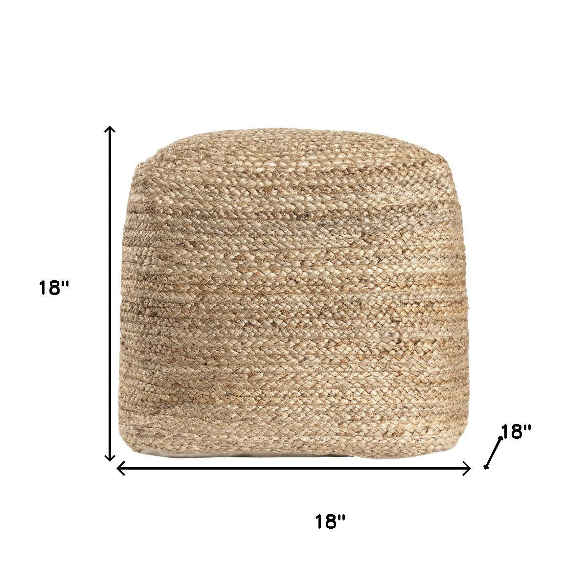 18" Beige Upholstery Pouf Ottoman