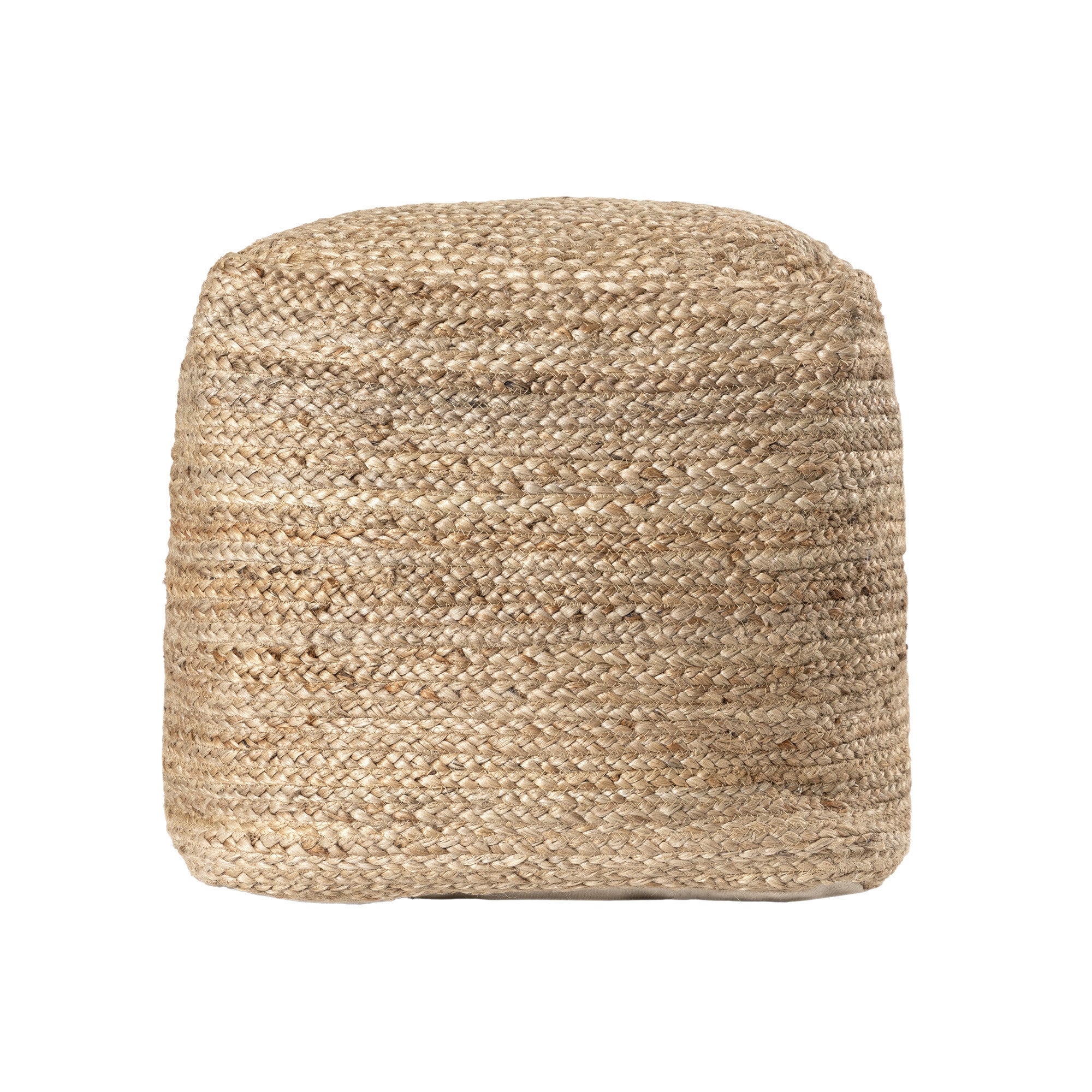 18" Beige Upholstery Pouf Ottoman
