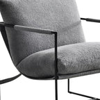35" Gray and Black Boucle And Metal Sling Arm Chair
