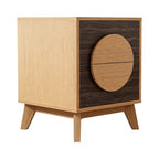 Set of Two 21" Oak And Dark Brown Solid Wood Square Two Drawer Nightstands