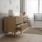 23" Natural Solid Wood Ribbed Texture Two Drawer Nightstand