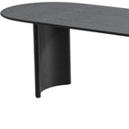 79" Black Solid Wood Mirrored Double Pedestal Base Oval Dining Table