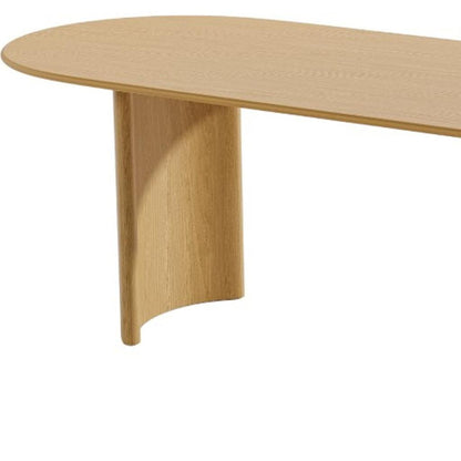 79" Natural Solid Wood Mirrored Double Pedestal Base Oval Dining Table