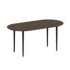 67" Walnut Solid Wood Mirrored Double Pedestal Base Oval Dining Table