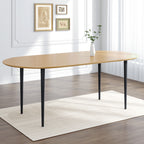 67" Natural Solid Wood Mirrored Double Pedestal Base Oval Dining Table