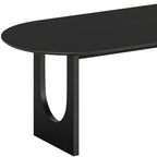 79" Black Solid Wood Mirrored Double Pedestal Base Oval Dining Table