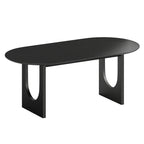 79" Black Solid Wood Mirrored Double Pedestal Base Oval Dining Table