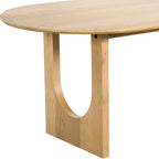 79" Natural Solid Wood Mirrored Double Pedestal Base Oval Dining Table
