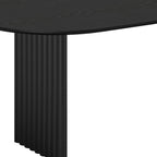 79" Black Solid Wood Mirrored Double Pedestal Base Oval Dining Table