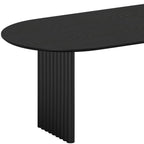 79" Black Solid Wood Mirrored Double Pedestal Base Oval Dining Table