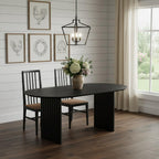 79" Walnut Solid Wood Mirrored Double Pedestal Base Oval Dining Table