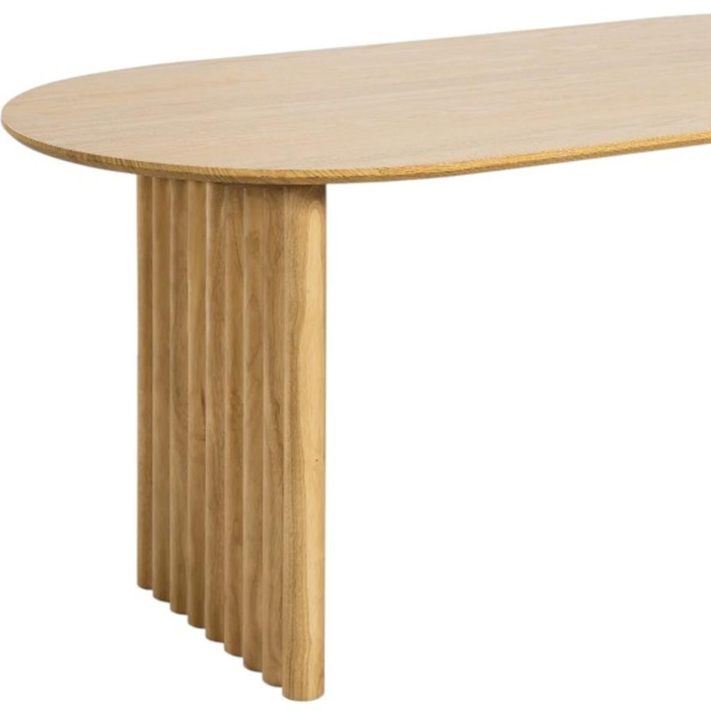 79" Natural Solid Wood Mirrored Double Pedestal Base Oval Dining Table