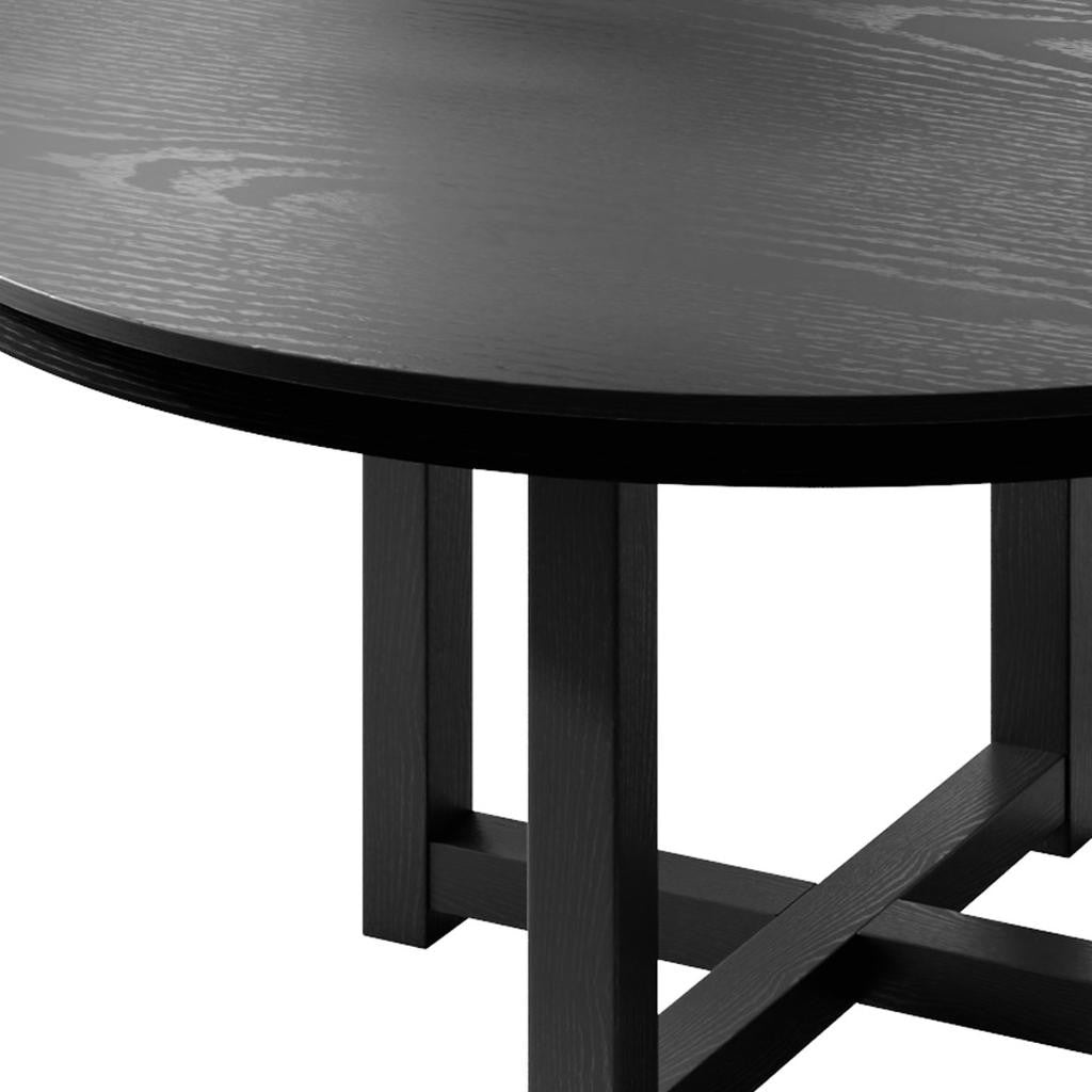 52" Black Solid Wood Round Top Dining Table
