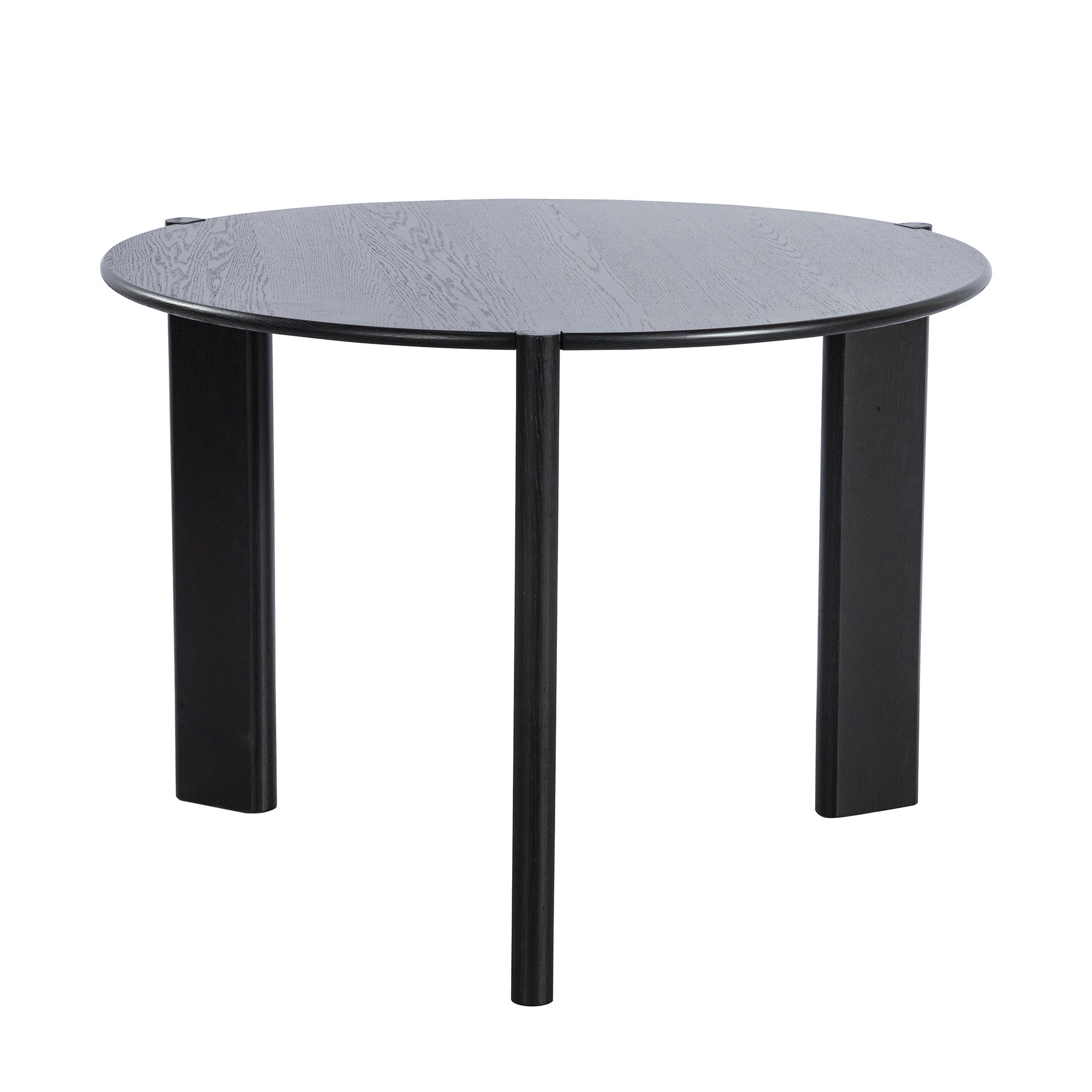 42" Black Solid Wood Mirrored Double Pedestal Base Round Top Dining Table