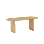 79" Natural Solid Wood Mirrored Double Pedestal Base Oval Dining Table