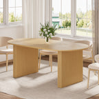 67" Natural Solid Wood Mirrored Double Pedestal Base Oval Dining Table