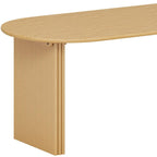 67" Natural Solid Wood Mirrored Double Pedestal Base Oval Dining Table