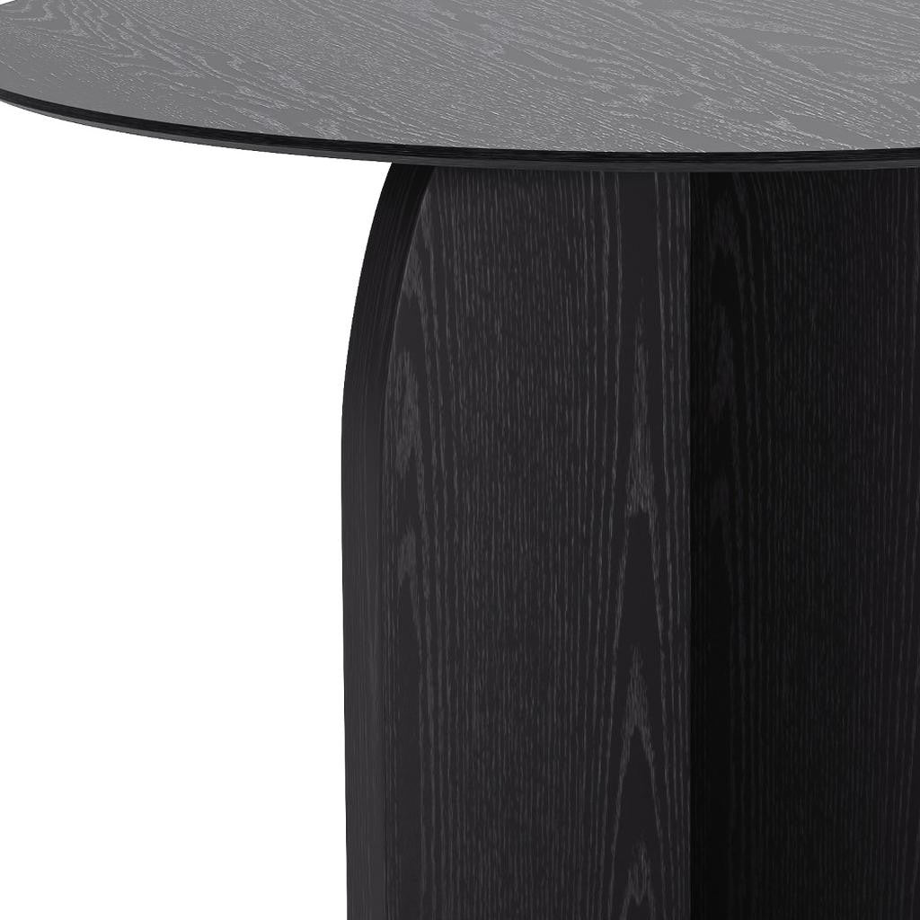 42" Black Solid Wood Pedestal Base Round Top Dining Table