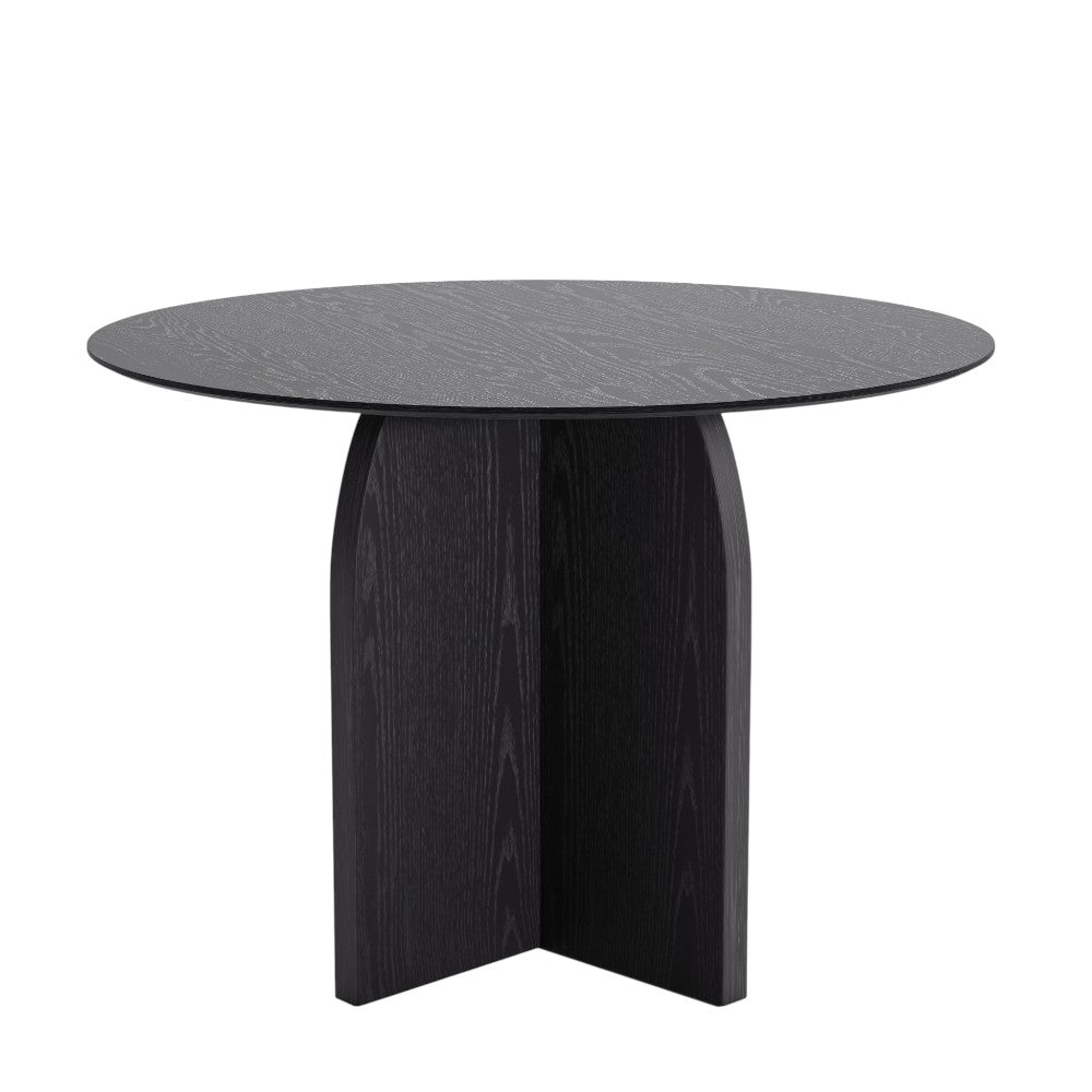 42" Black Solid Wood Pedestal Base Round Top Dining Table