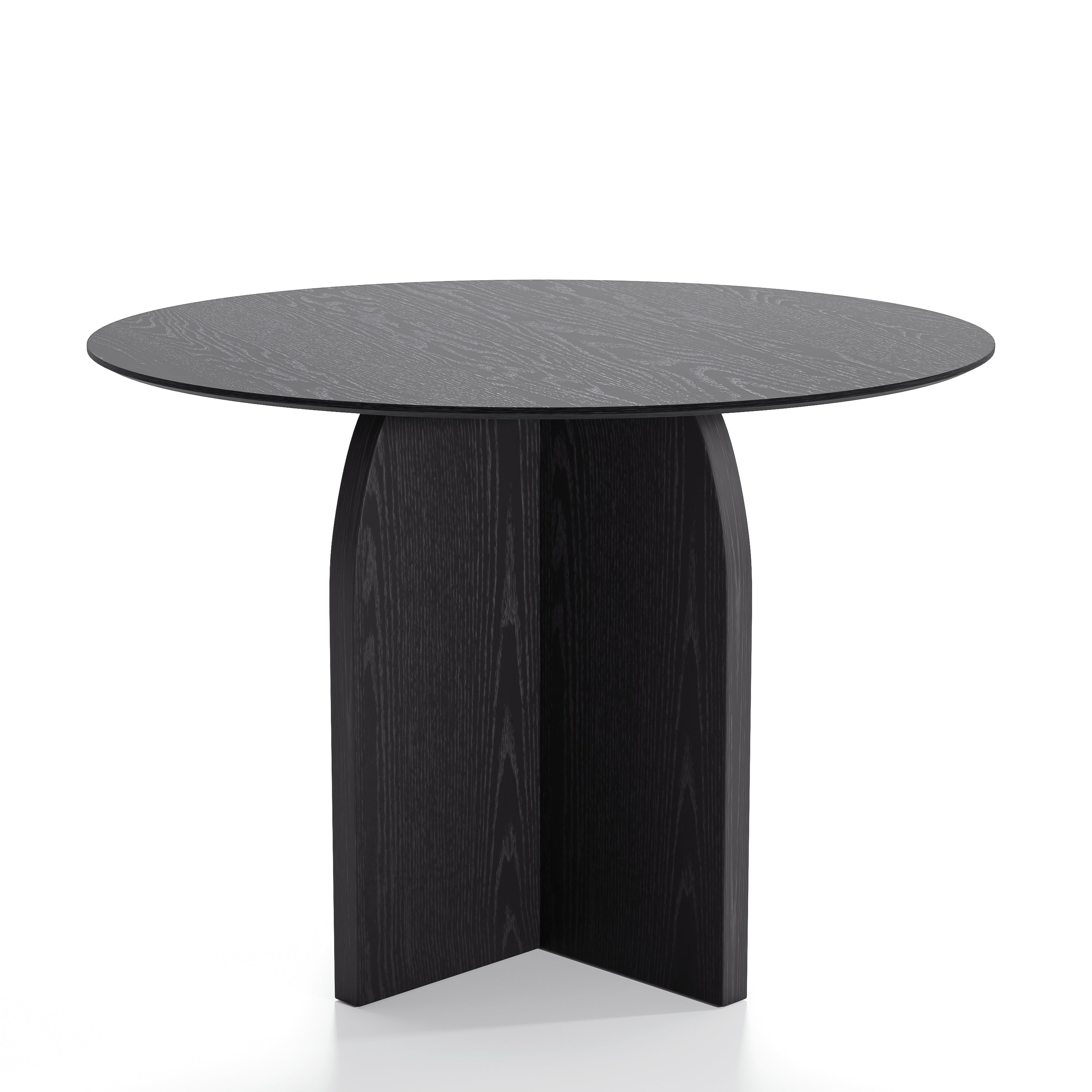 42" Black Solid Wood Pedestal Base Round Top Dining Table