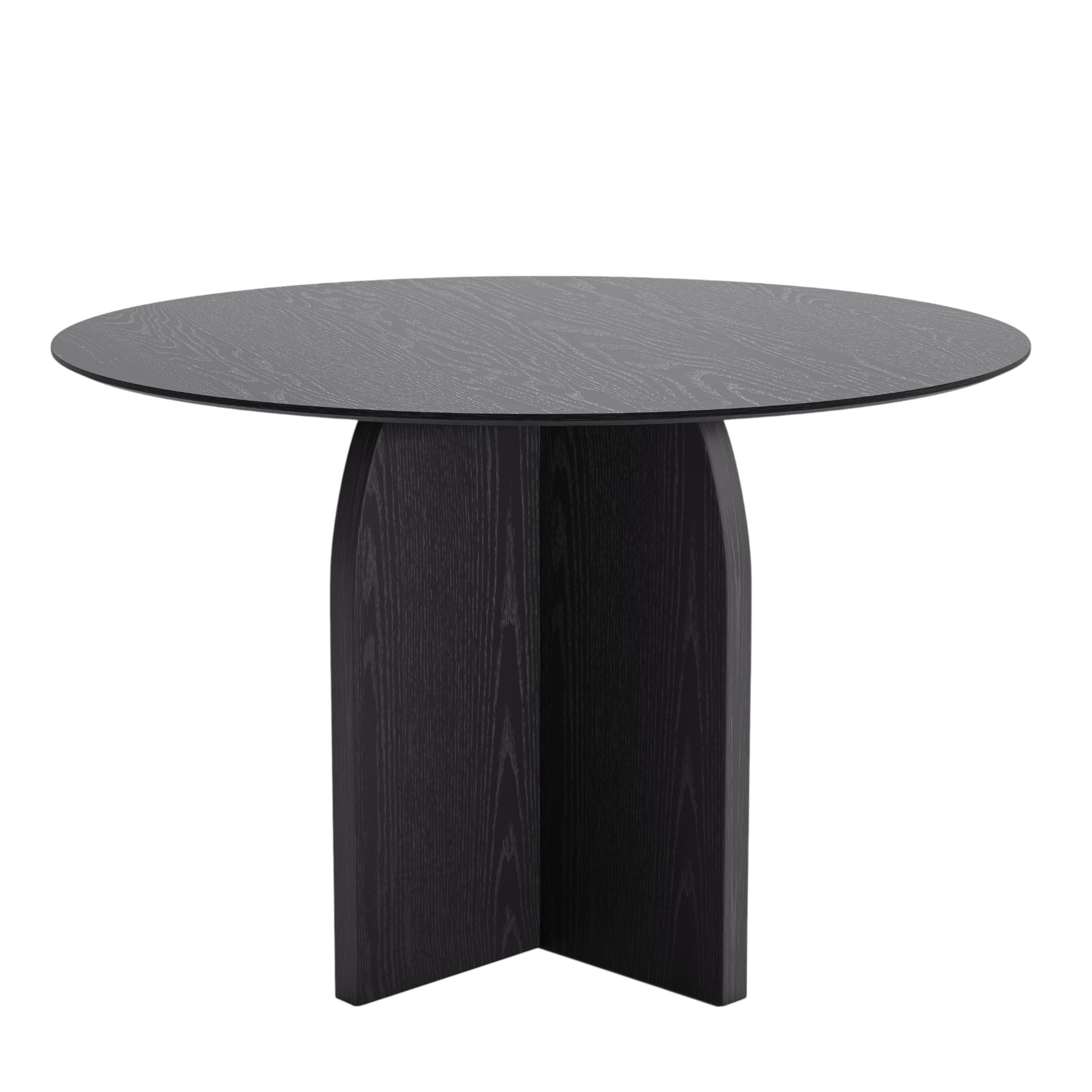 45" Black Solid Wood Pedestal Base Round Top Dining Table