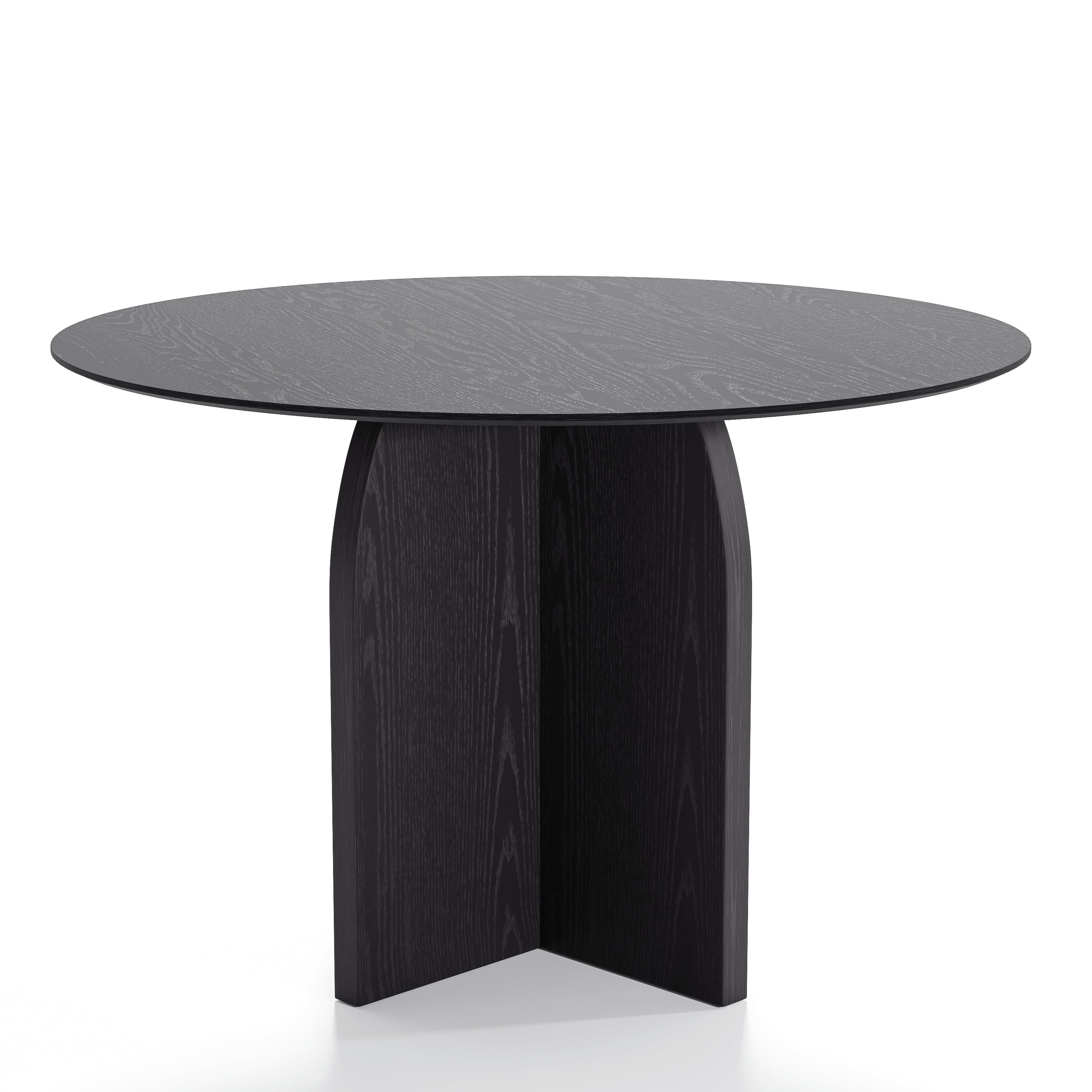 45" Black Solid Wood Pedestal Base Round Top Dining Table
