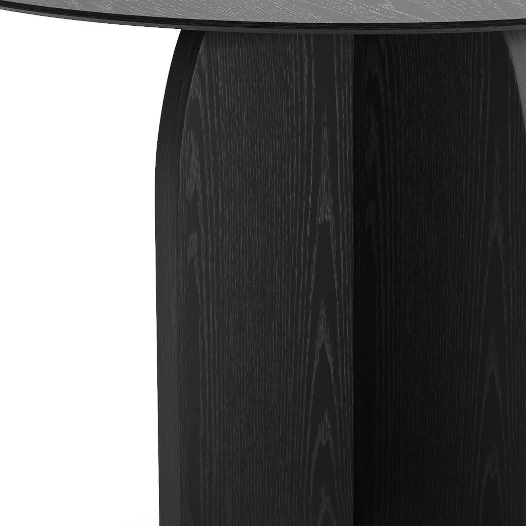 45" Black Solid Wood Pedestal Base Round Top Dining Table