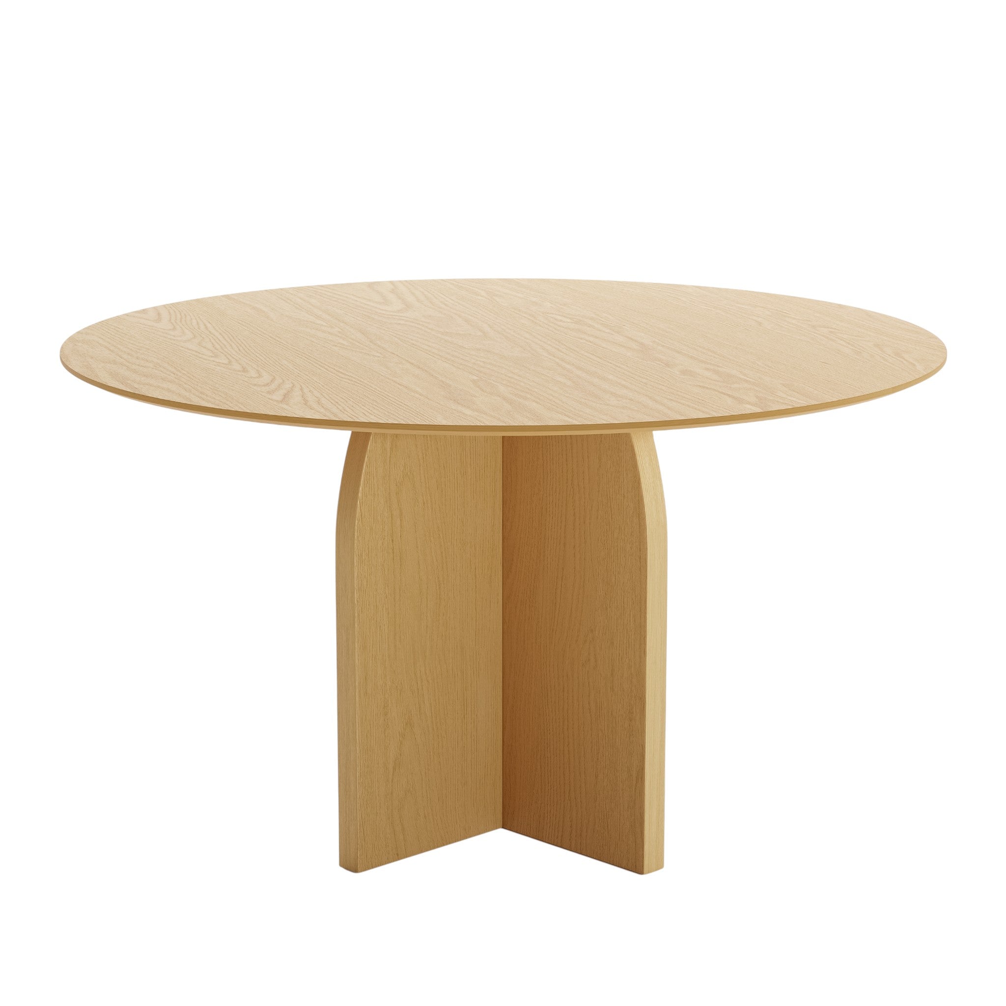 52" Beige Solid Wood Pedestal Base Round Top Dining Table