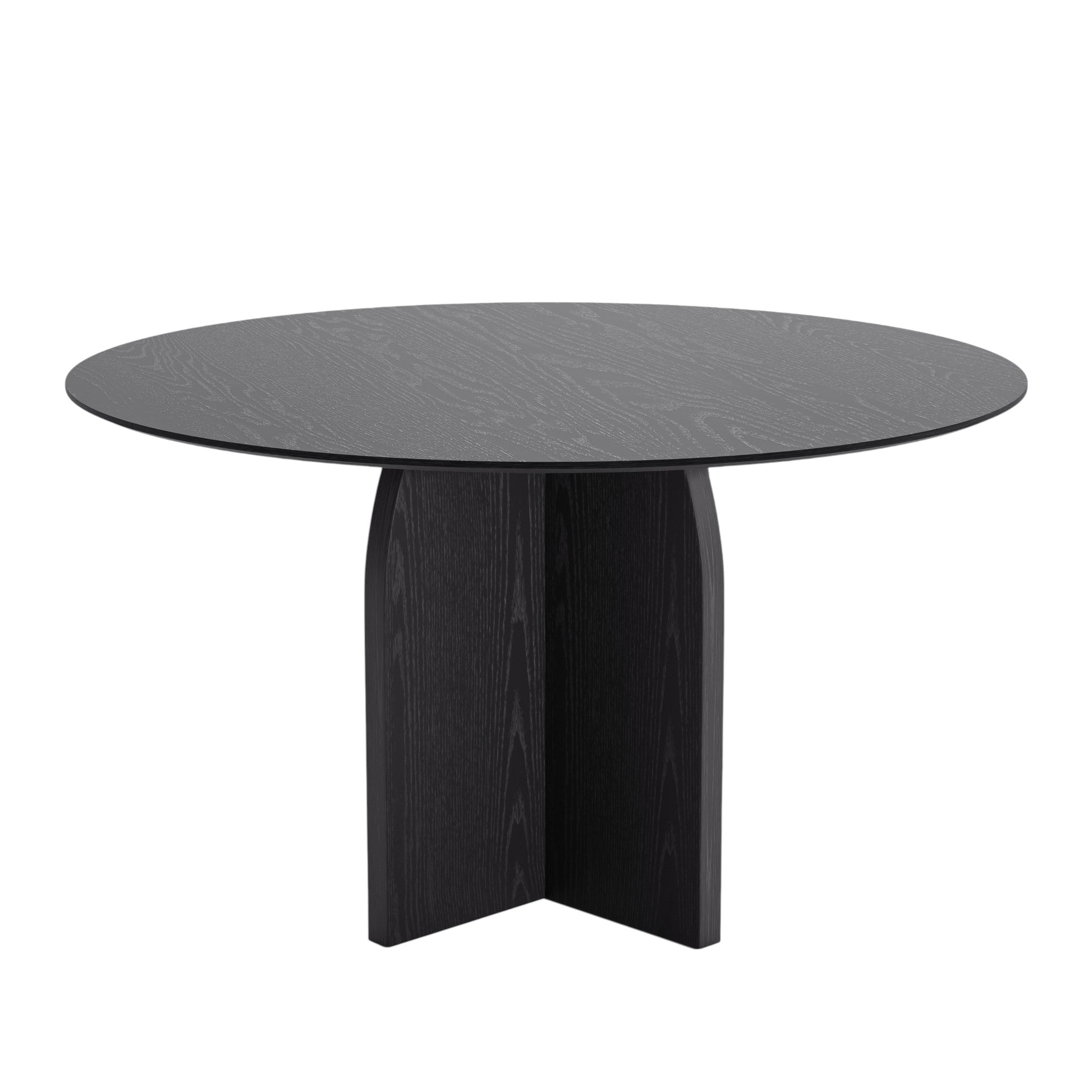52" Black Solid Wood Pedestal Base Round Top Dining Table